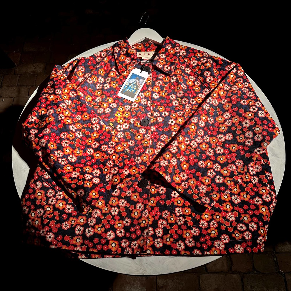 Marni Flower Print Cropped Chore Jacket 2021 [New]